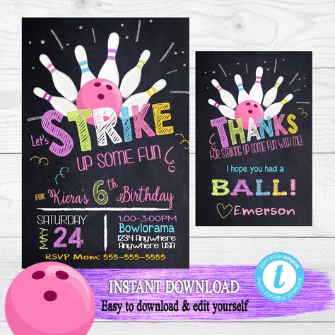 Bowling Birthday Party Invitations, Bowling Invitations, Bowling Birthday Invitations, Party Timeline, Bowling Party Invitations, Bowling Birthday Party, Bowling Birthday, Bday Invitations, Bowling Party