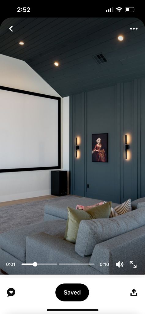 Movie Theater Rooms, Theatre Lighting, Basement Inspiration, Open Concept Home, Home Theater Rooms, Wall Trim, Room Color Schemes, Theatre Room, Theater Room