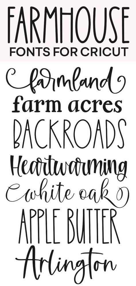 Farmhouse Fonts Cricut, Printable Fonts Free Templates, Fun Cricut Projects, Cool Lettering Fonts, Fonts For Logos, Farmhouse Fonts, Top Free Fonts, Farmhouse Font, Cricut Hacks