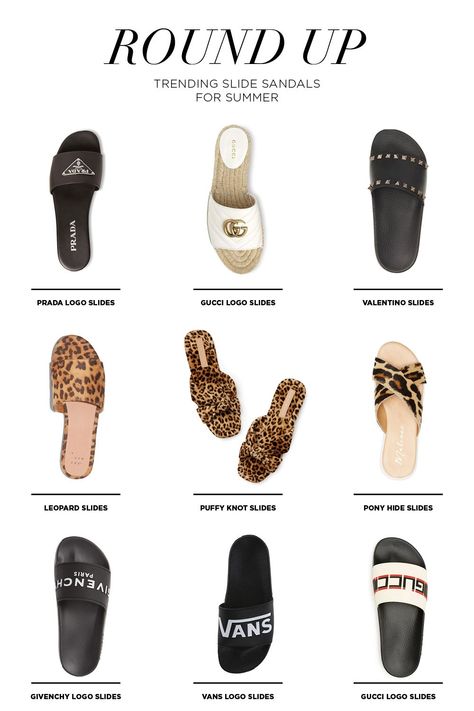 Trending Slide Sandals For Summer - Roundup of the best sandals for summer Valentino Slides Outfit, Summer Slides 2023, Slide Sandals Outfit Summer, Givenchy Slides Outfit, Slides Sandals Outfit, Sandals 2020 Trends, Valentino Slides, Givenchy Slides, Slide Sandals Outfit