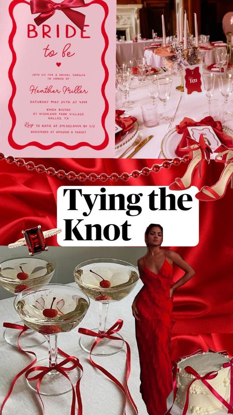 Bridal Shower Theme! Tying the Knot! 🪢❤️🍒 Tieing The Knot Bridal Shower Ideas, Mon Cheri Bridal Shower Theme, Tying The Knot Bridal Shower Ideas, Bridal Shower In February, Jack And Jill Fundraiser Ideas, Bridal Shower Theme Unique, Red And White Bachelorette Party, Cherry Theme Bachelorette Party, Red Themed Bachelorette Party