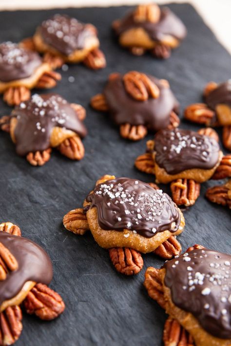 Sea Turtle Snack, Turtle Chocolates, Turtle Candy Recipe, Turtle Snacks, Turtle Dessert, Turtle Cakes, Turtle Candy, Turtle Recipe, Turtles Candy