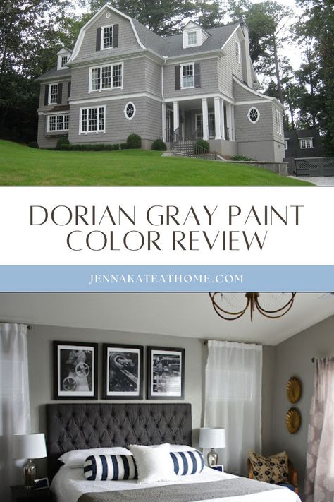 Curious what Dorian Gray looks like? Transform your home with this versatile shade! Perfect for both exterior and interior spaces, Dorian Gray Sherwin Williams looks stunning on kitchen cabinets and is one of my favorite gray paint colors. Elevate any room with this timeless color! Dorian Gray Sherwin Williams, Popular Gray Paint Colors, Sherwin Williams Dorian Gray, Popular Grey Paint Colors, Gray Sherwin Williams, Perfect Grey Paint, Warm Grey Paint Colors, Best Gray Paint, Best Gray Paint Color