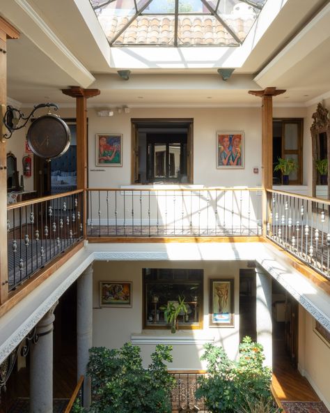 Check out this view of our charming inner courtyard. Soak in the peaceful vibes of our casa patio. Book your stay, the perfect retreat awaits. #villacolonnaquito #mytravelstory #passionpassport #experiencetheworld #traveljunkies #letstravelmore #hotellife #hotelstyle House With Inner Garden, Inside Courtyard Ideas, Inner Patio House, Courtyard Ideas Inside House, Inner Courtyard House, Inner Courtyard Design, Forbidden Books, Enclosed Courtyard, Courtyard Home