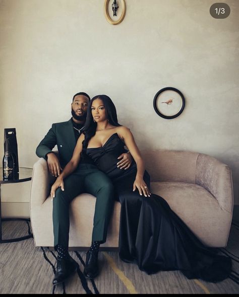 Pre Wedding Shoot Black Couple, All Black Couples Photoshoot, Tie Photoshoot, Tux Prom, Future Couple, Engagement Photo Shoot Poses, Shooting Couple, Beautiful Marriage, Anniversary Shoot