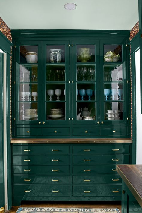 High Gloss Kitchen Cabinets, Gloss Kitchen Cabinets, Most Popular Paint Colors, High Gloss Kitchen, Lacquered Walls, Butler’s Pantry, Popular Paint Colors, High Gloss Paint, Green Cabinets