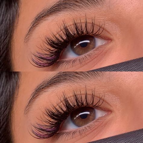 Eyelash Extensions With Purple, Burgundy Lash Extensions, Lash Extensions With Purple, Las Extensions, Wet Mascara Lash Extensions, Purple Eyelash Extensions, Purple Lash Extensions, Lashes With Purple, Coloured Lash Extensions