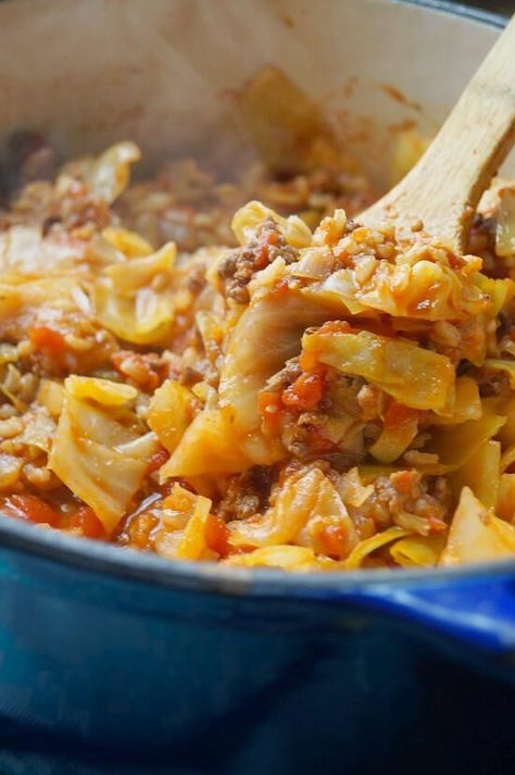 Unstuffed Cabbage Rolls Recipe | Healthy Dinner Cabbage Recipe One Pot Unstuffed Cabbage Rolls, Open Cabbage Rolls Recipe, Cabbage Roll Stir Fry, Inside Out Cabbage Rolls, Unstuffed Cabbage Rolls Casserole, Cabbage And Beef Recipes, Unrolled Cabbage Rolls, Easy Unstuffed Cabbage Rolls, Lazy Stuffed Cabbage