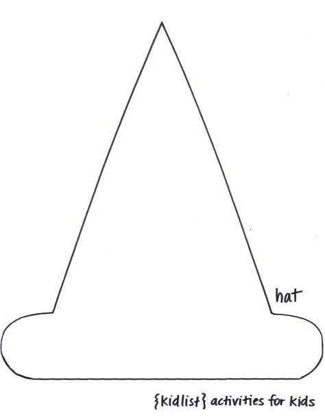 hat Witch Hat Craft Preschool, Witch Hat Outline, Witch Hat Template Free Printable, Witches Hat Craft, Witch Hat Printable, Witch Hat Template, Witch Hat Craft, Hat Coloring Page, Construction Hat