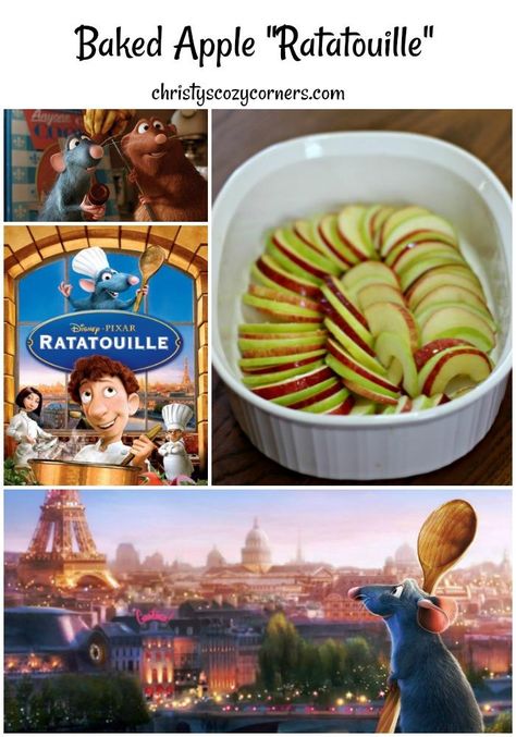 Ratatouille Disney Dinner Ideas, Ratatouille Disney Food Ideas, Ratatouille Movie Recipe Dishes, Ratatouille Food Ideas, Pixar Food Recipes, Ratatouille Themed Food, Ratatouille Inspired Food, Ratatouille Disney Movie Night, Fork N Film Ideas