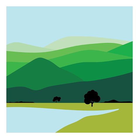 Color Block Landscape Painting, Geometric Landscape Painting, Colorblock Landscape, Simple Landscape Art, Minimalist Landscape Art, Minimalistic Landscape, Minimal Landscape, Geometric Landscape, Acrylic Painting Inspiration