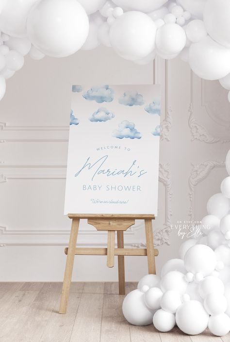 Cloud 9 Welcome Sign, Cloud Invitation, January Baby Shower, Link Edit, January Baby, Luxury Picnic, Baby Boy Cards, Mobile Editing, Sprinkle Baby Shower