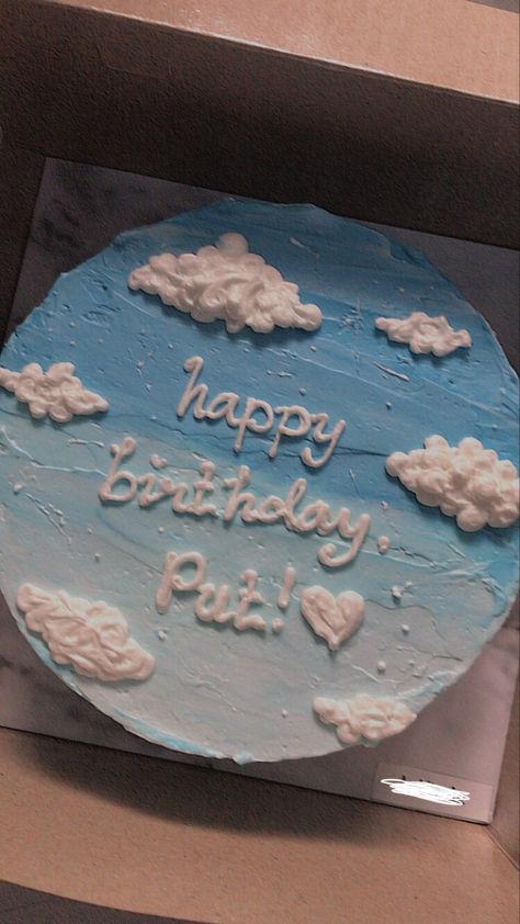 My birthday✨ Sky Theme Cake, Cloud Theme Cake, Rain Cake, Sky Cake, Cloud Cakes, Teachers Day Cake, Ocean Birthday Cakes, Happy 22nd Birthday, Blue Birthday Cakes