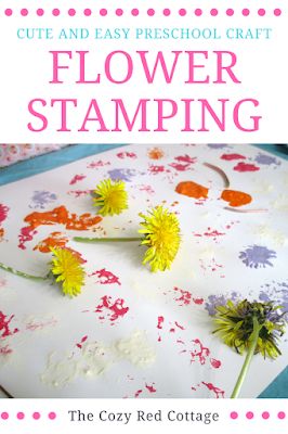 Stamping with flowers-preschool craft Flower Stamping, Easy Preschool Crafts, Preschool Garden, Preschool Craft, Preschool Projects, Summer Preschool, Spring Preschool, Craft Craft, Red Cottage