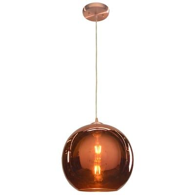 Brushed copper pendant light at Lowes.com: Search Results Geometric Pendant Light, Foyer Hallway, Copper Fixture, Hallway Office, Brushed Copper, Globe Pendant Light, Copper Glass, Globe Pendant, Light Bulb Types