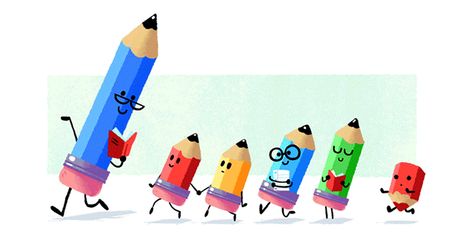 Google Teacher's Day Doodle With Animated Pencils As Teacher & Students Birthday Quotes For Teacher, National Teacher Appreciation Day, Margot Frank, Doodle Google, Best Happy Birthday Quotes, 82nd Birthday, 88th Birthday, French Film, Google Doodle