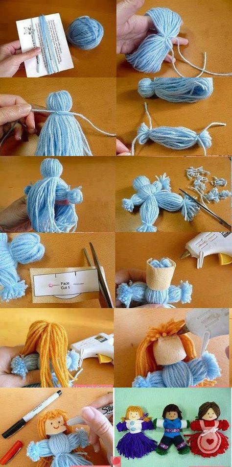 Yarn Dolls, Doll Diy Crafts, Doll Diy, Operation Christmas Child, Diy Craft Tutorials, Wool Crafts, Childrens Crafts, Crafty Craft, Diy Doll