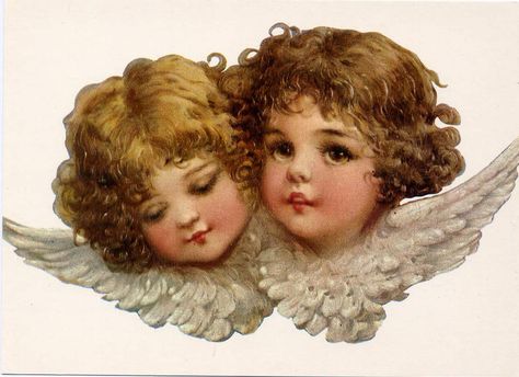 Cupid•Angels•Vintage Art 1900•Art Postcard from Sweden 4x6 Angel Faces, Antique Logo, Angel Cupid, Two Angels, Victorian Angels, Angel Wallpaper, Garden Angels, Love Aesthetic, Angels Among Us