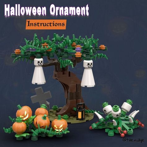 LEGO MOC HALLOWEEN ORNAMENT - LEGO SPOOKY HALLOWEEN MOC by marinbrickdesign | Rebrickable - Build with LEGO Halloween Lego Sets, Halloween Lego, Lego Ornaments, Toy Ornaments, View Building, Instructions Lego, Lego Decorations, Lego Halloween, Lego Activities