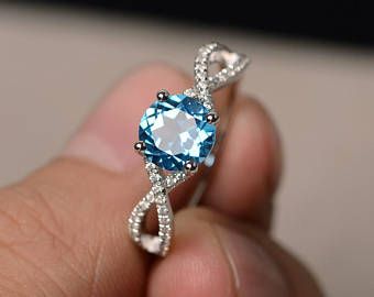 Wedding Rings With Blue Stones, Blue Topaz Crystal, Blue Topaz Rings, Cushion Cut Wedding Rings, Topaz Rings, Swiss Blue Topaz Ring, Blue Topaz Engagement Ring, Gemstone Ring Silver, Blue Gemstone Rings