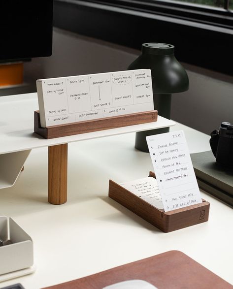 Analog™ - The original to-do system by Ugmonk Wood Card Holder, Metal Divider, Desk Accesories, Index Card Holders, Office Organization At Work, Desk Essentials, Wood Card, Folding Furniture, Wood Accessories