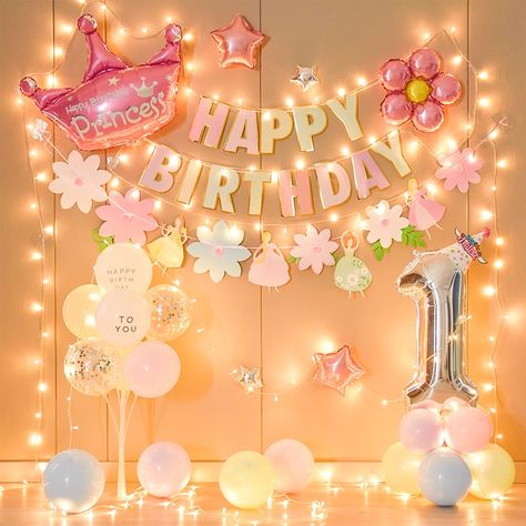 1 Yo Birthday Party Ideas, Happy 1st Birthday Princess, Birthday Decorations At Home, Happy Birthday Princess, Butterfly Birthday Cakes, Happy First Birthday, Happy Birthday Girls, Princess Theme, Happy 1st Birthdays