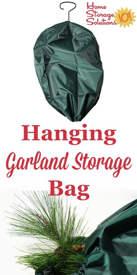 This hanging garland storage bag will keep your Christmas garland clean and untangled at the end of each holiday season until it is ready to get back out again the next year {on Home Storage Solutions 101} #ChristmasStorage #HolidayStorage #ChristmasOrganization Christmas Garland Storage Ideas, Garland Storage Ideas, Garland Storage, Holiday Organization Storage, Attic Storage Organization, Attic Storage Solutions, Diy Bike Rack, Apartment String Lights, Garage Tool Organization