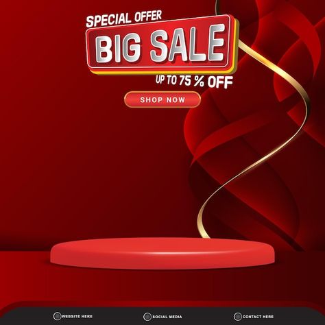 Red Colour Background, 3d Podium, Red Color Background, Big Sales Banner, Abstract Gradient, Colour Background, Blank Space, Sale Banner, Red Colour