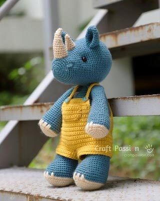 Free Stuffed Animal Patterns, Crochet Rhino, Amigurumi Clothes, Rhino Animal, Lovey Pattern, Animals Crochet, Crochet Amigurumi Free Patterns, Crochet Amigurumi Free, Toy Pattern