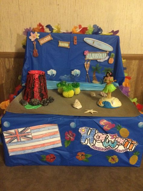 Hawaii School Project Ideas, Hawaii Float Project, Hawaii State Float Project, State Float Project, Hawaiian Decorations, Chemistry Project, State Project, Chemistry Projects, Blue Suitcase