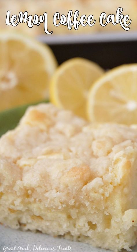 A close up pic of a piece of lemon coffee cake. Lemon Coffee Cake, Orange Cream Cheese Frosting, Lemon Coffee, Cream Cheese Coffee Cake, Corner Bakery, Orange Cream Cheese, Streusel Cake, Moist Lemon Cake, Lemon Cream Cheese