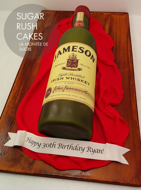 Jameson Whiskey Bottle Cake Jameson Bottle, Whisky Cake, Wine Bottle Cake, Barrel Cake, Whiskey Cake, Wine Cake, Jameson Whiskey, Bottle Cake, Dad Birthday Cakes