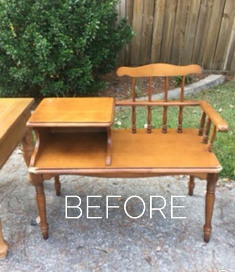 How to Give A Gossip Bench Gets a Much Needed Makeover DIY | Hometalk Deacons Bench, Gossip Bench, Painted Benches, Old Benches, Diy Storage Bench, Diy Garage Door, White Lightning, Telephone Table, Piano Bench