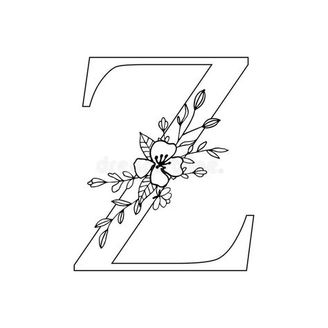 Floral letter Z. Romantic lettering design with flowers. vector illustration Romantic Lettering, Hand Embroidery Letters, Boho Crafts, Boho Crafts Diy, Flowers Vector, Embroidery Letters, Flower Letters, Creative Embroidery, Baby Projects