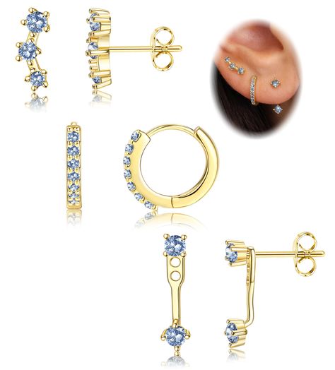 PRICES MAY VARY. Sterling Silver Earring Set--Package includes 3 pairs earrings, 2 cz earrings, 3 cz earrings, huggie earrings, 3 pairs different styles can provide a variety of options for different occasions. These earrings are elegant and classic women men of all ages can wear them every day. Top Quality Material--These earrings set are made of high quality 925 sterling silver, no low-grade materials, 100% hypoallergenic which is the best choice for sensitive ears, easy to put on and take off Set Of 3 Earrings, Silver Earring Set, Earring Stacks, Earrings Ideas, Classical Design, Small Hoop Earrings, Classic Women, Hoop Earring Sets, Cz Earrings