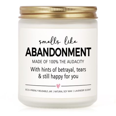 PRICES MAY VARY. COWORKERS LEAVING GIFTS: For someone who becomes your best friends in workplace, they will be glad and surprised to have this funny goodbye gift telling them how unique and irreplaceable they mean to you, farewell gifts like this will be appreciated immensely by your friends FAREWELL GIFTS FOR COWORKERS: This “smells like abandonment” candle is a fun gift idea for best friend, coworker, colleague, work bestie, work bff, boss, employee, supervisor, retired people, or anyone who i Funny Goodbye Gifts For Coworkers, Goodbye Colleague Gift, Boss Leaving Quotes, Goodbye Coworker Party Ideas, Colleague Gift Ideas, Last Day Of Work Gift For Coworkers, Farewell Ideas For Coworkers, Goodbye Party Ideas Work, Gift For Boss Leaving