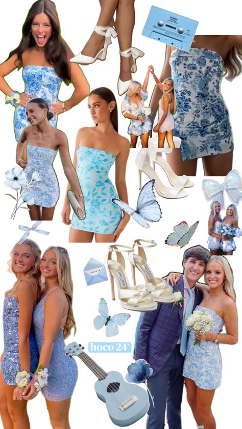 light blue hoco Blue Hoco Dress, Homecoming Inspo, Homecoming Ideas, Hoco Dress, Hoco Dresses, Homecoming, Light Blue, Blue