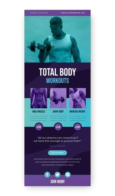 Fitness email template Free Vector | Free Vector #Freepik #freevector #template #fitness #website #corporate Fitness Newsletter Ideas, Gym Ads, Email Marketing Layout, Free Email Templates, Email Inspiration, Fitness Website, Email Template Design, Abstract Template, Friday Workout