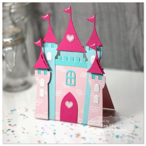 Castle Cards Handmade, Princess Birthday Card, Disney Princess Birthday Cards Handmade, Princess Cards Birthday, Castle Birthday Invitation, Castle Crafts, Princess Card, Cardboard Castle, Cardboard Box Crafts