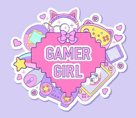 Xbox Gamer Pics Aesthetic, Gamer Drawings, Gamer Illustrations, Gamer Girl Wallpaper, Cute Kpop Stickers, Cute Stickers Aesthetic, Gamer Icon, Gamer Girl Aesthetic, Gaming Illustration