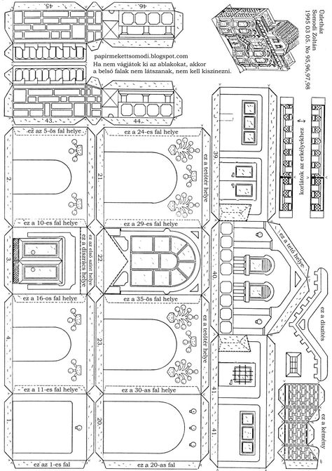 Cardboard House Template Free Printable, 3d Paper Houses, Paper House Template, Gingerbread House Patterns, House Template, Pottery Houses, Paper Doll House, Doll House Plans, Dollhouse Miniatures Diy