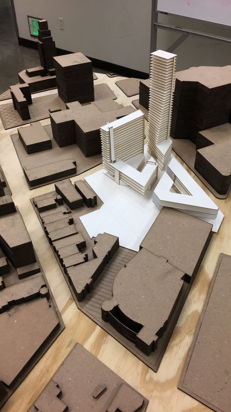 Site Model Hotel Design Architecture, Mix Use Building, Architecture Concept Diagram, Architectural Model, Arch Model, Skyscraper Architecture, Architecture Model Making, Architecture Design Concept, School Project