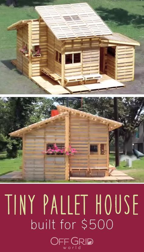 Tiny Pallet House, Tiny House Pallets, Pallet Homes Houses, Wood Pallet House, Pallet House Plans How To Build, House Made Of Pallets, Shed Made From Pallets, Diy Pallet House, Build With Pallets