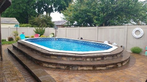 Semi Inground Pool Ideas Decks, Doughboy Pool, Pool Fits, Semi Inground Pool Ideas, Inground Pool Cost, Pool Patio Designs, Build Your Own Pool, Semi Inground Pool, Inground Pool Ideas