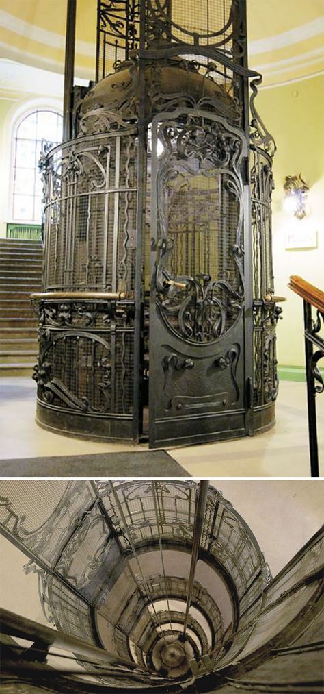 Steam Powered Elevator, St Petersburg, Russia Steam Punk Architecture, Steampunk Elevator, Fantasy Elevator, Victorian Elevator, Steam Punk Decor, Old Elevator, Vintage Elevator, Gondola Lift, Elevator Design