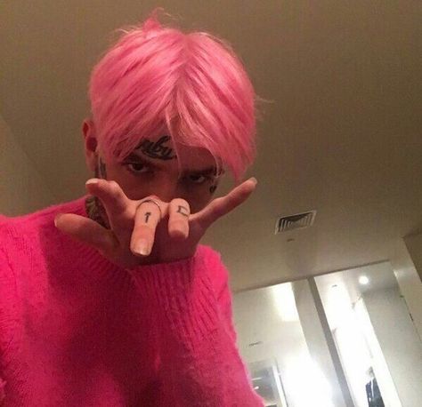 lil peep Pink Hair, Tattoos, Hair, Pink