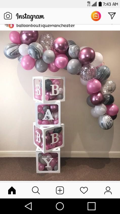 Pink Grey And White Baby Shower, Pink And Grey Baby Shower Ideas, Marble Balloons, Baby Shower Gift Ideas, Grey Baby Shower, Boy Baby Shower Ideas, Elephant Baby Shower Theme, Shower Gift Ideas, Baby Balloon