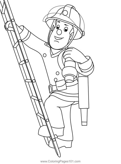 Sam On Ladder Coloring Page Fireman Coloring Pages, Fireman Sam, Birthday Card Craft, Vacation Bible School, Digi Stamps, Free Kids, Colouring Pages, Printable Coloring Pages, Printable Coloring