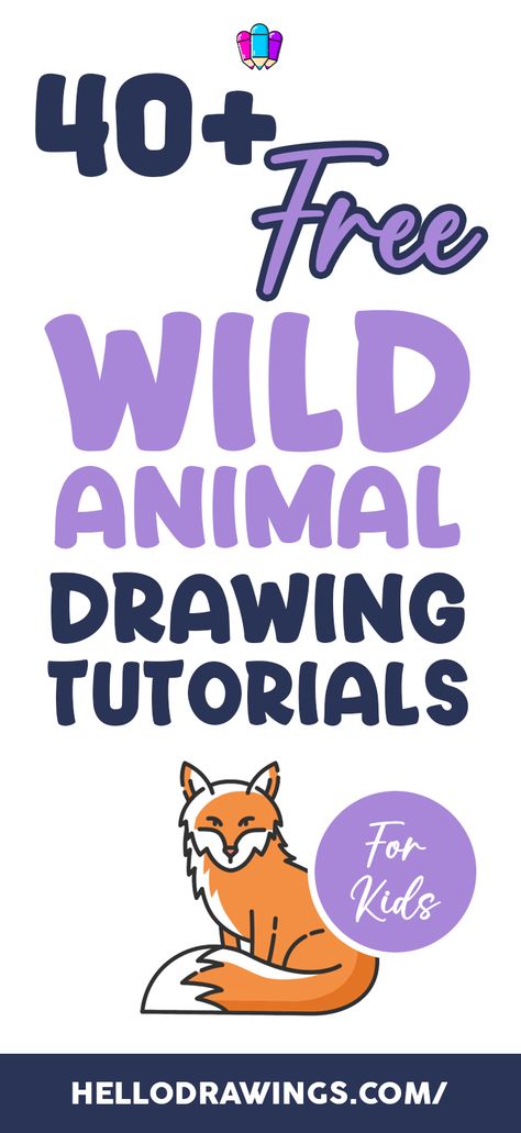 40+ Best Wild Animal Drawing Tutorials for Kids Simple Jungle Animal Drawing, Sketching Animals Easy, Cute Easy Animal Drawings Step By Step, Animal Sketches Easy Step By Step, How To Draw Animals For Kids, How To Draw Animals Step By Step, Wild Animal Drawing, Animal Drawings For Kids, Animal Drawings Easy