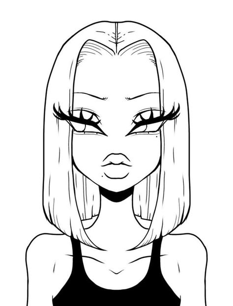 Baddie Face Drawing, Virtual Drawing Ideas, Printable Colouring In Sheets, Color Sheets Printable, Easy To Draw Cartoon Characters, Baddie Coloring Pages Easy, Baddie Coloring Pages Printable, Y2k Coloring Pages People, Cute Coloring Pages For Teens